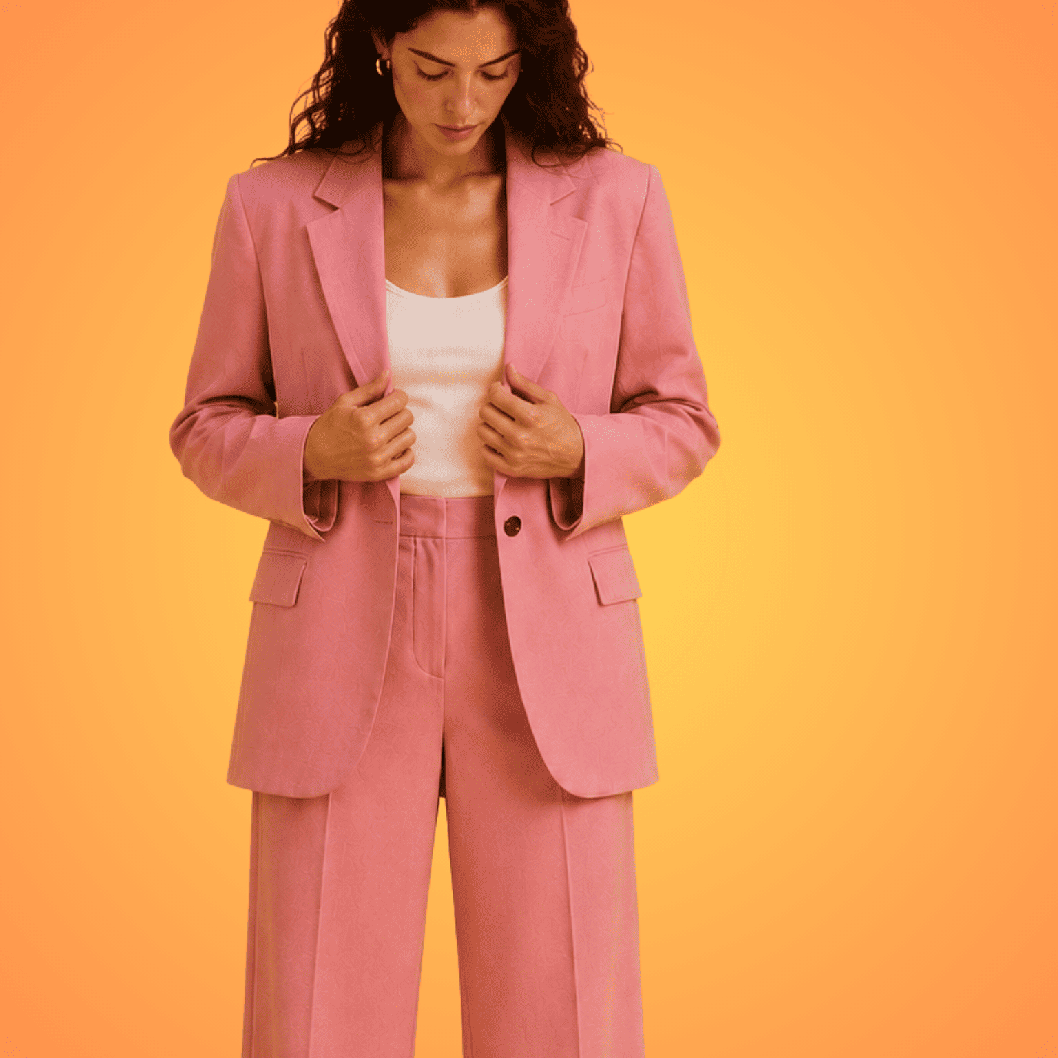 Woman wearing a pink suit